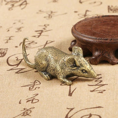 Brass Statue Zodiac Mouse Figurine Copper Ornament Metal Rat Decor Handicraft 07FC0E-D4 - KOEEK