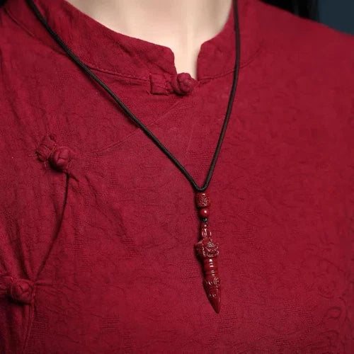 Cinnabar Vajra Pestle Pendant Men Keychain Women Necklace Purple Sand Amulet 07FC0E-D4 - KOEEK