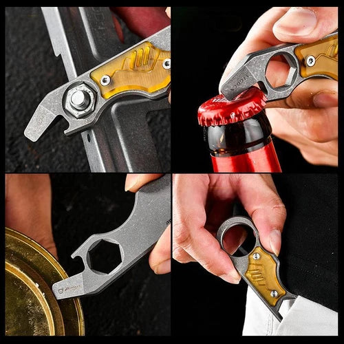 Titanium PEI Bottle Opener Pry Bar Crowbar Wrench EDC Pocket Multi Tool Keychain 07FC0E-D4 - KOEEK