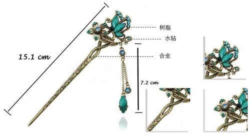 Vintage Tassel Flower Hairpin Hanfu Chinese Style Hair Accessory 07FC0E-D4 - KOEEK