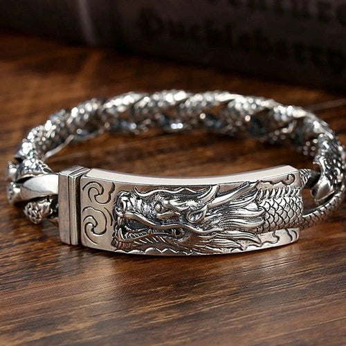 Handmade Men's Dragon Bracelet Vintage Style Jewelry 07FC0E-D4 - KOEEK