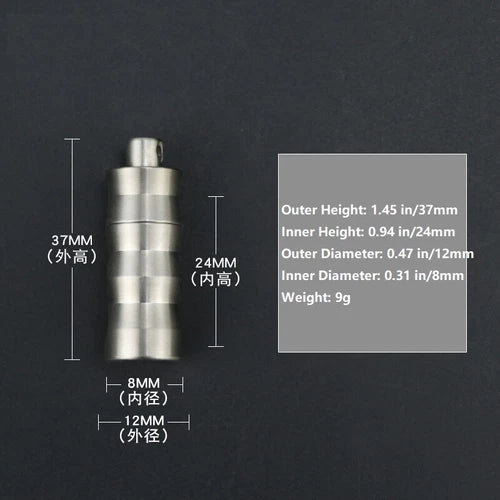 EDC Titanium Pill Case Container Portable Waterproof Box Keychain Pendant 07FC0E-D4 - KOEEK