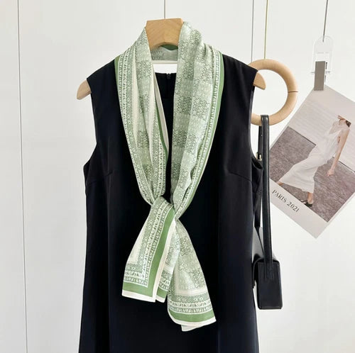 Silk Mulberry 150X16cm Scarf Women Neckerchief Wrap Shape Totem Print 07FC0E-D4 - KOEEK