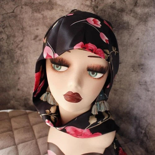 Satin Long Scarf for Women Exotic Head Wrap Travel Ribbon Shawl Hair Cover Tie 07FC0E-D4 - KOEEK