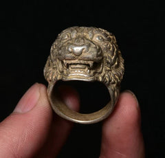 Old Chinese Dynasty Zodiac Animal Tiger Beast Head Ring Rings Antique Collection 07FC0E-D4 - KOEEK