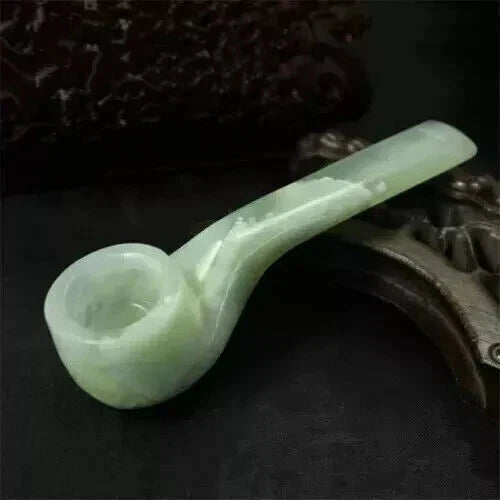 Natural Green Jade Gemstone Carved Straight Pipe Smoking Tobacco Cigarette Pipes 07FC0E-D4 - KOEEK