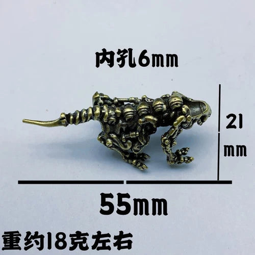 Three-headed Wolf Brass Bead Knife Lanyard Pendant EDC DIY Accessories 07FC0E-D4 - KOEEK