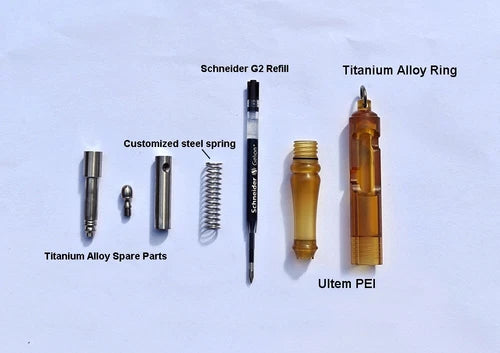 EDC Ultem PEI + Titanium Keychain Ball Pen Mechanical Pen Office Signature Pen 07FC0E-D4 - KOEEK