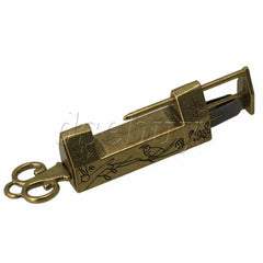 Chinese Old Style Antique Carved Bird Flower Leaf Padlock Lock With Key 07FC0E-D4 - KOEEK