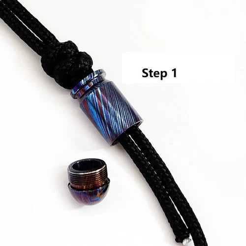 EDC 1PC Titanium Damascus Bullet Shape Knife Lanyard Bead Paracord Pendant Craft 07FC0E-D4 - KOEEK