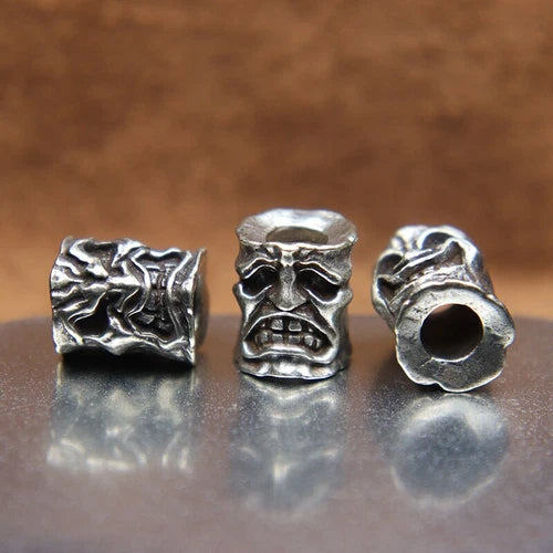 Facial Expressions Smile Angry Sad Face Brass Paracord Bead Lanyard Pendant DIY 07FC0E-D4 - KOEEK