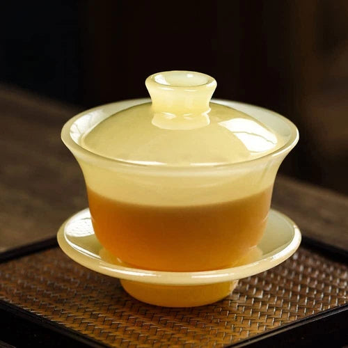 150ml Chinese Dehua Jade Porcelain Tea Cup Master Cup Kung Fu Tea Set Gaiwan 07FC0E-D4 - KOEEK