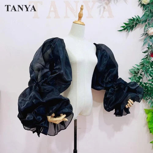 RED Organza Puffy Detachable Sleeve Wedding Party Length Gloves Accessories 07FC0E-D4 - KOEEK