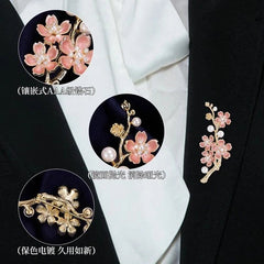 Chinese Plum Blossom Enamel Brooch Vintage Style Hanfu Pin Elegant Accessory 07FC0E-D4 - KOEEK