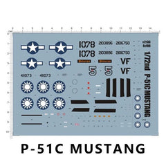 1:72 P-51C mustang Chinese Air Force USAAF 1944 1945 Markings Water Slide Decal 07FC0E-D4 - KOEEK