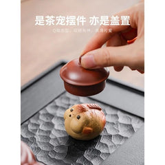 Goldfish Tea Pet Ornament 4cm 1.6in Teapot Cover Holder Kungfu Tea Ceremony 07FC0E-D4 - KOEEK