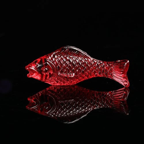 5cm Exquisite Glazed Fish Fortune and Feng Shui Ornament Auspicious Decoration 07FC0E-D4 - KOEEK