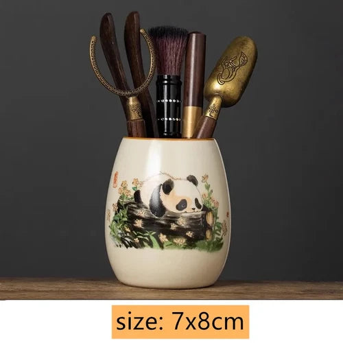 Ru Kiln Ceramic Fair Cup Tea Strainer Hand-painted Panda Tea Caddy 07FC0E-D4 - KOEEK