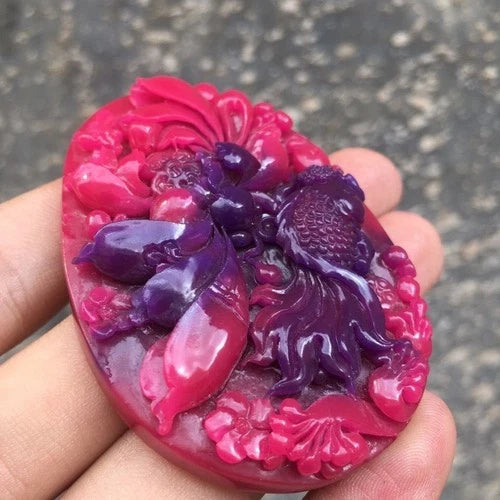 Natural Emperor Purple Carved Suji Stone Pendant Women’s Amulet 07FC0E-D4 - KOEEK