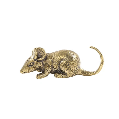 Brass Statue Zodiac Mouse Figurine Copper Ornament Metal Rat Decor Handicraft 07FC0E-D4 - KOEEK