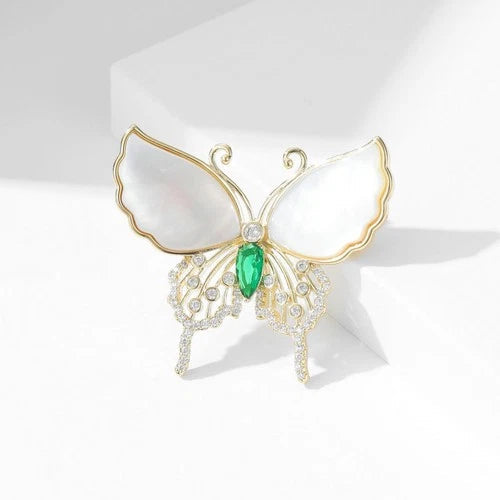 Natural Shell Butterfly Brooch Mother Of Pearl Inlay Coat Pin Clothing Accessory 07FC0E-D4 - KOEEK