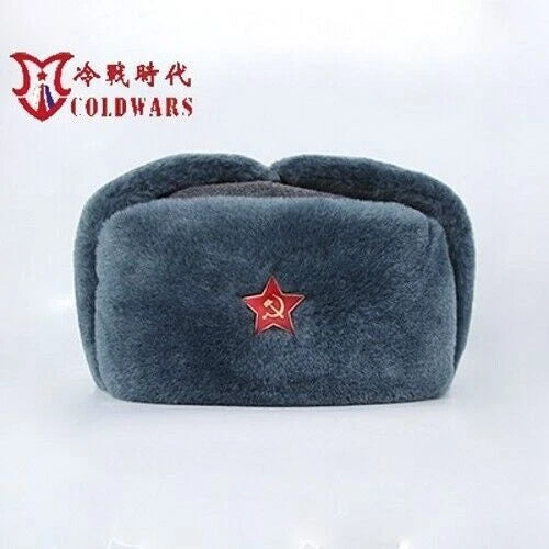 Reproduction Soviet Russia Woolen Velvet Men Winter Hat M69 Red Army Star Grey 07FC0E-D4 - KOEEK