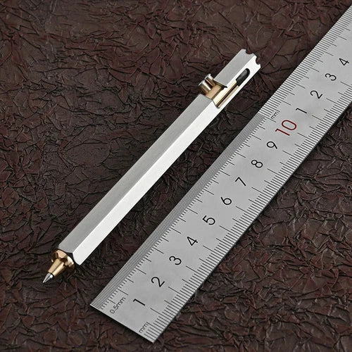 EDC Stainless Steel + Brass Bolt Action  Signature Pocket Ballpoint Pen 07FC0E-D4 - KOEEK