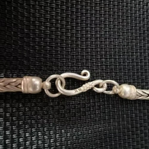 Vintage Tibetan Silver Necklace Braided Ethnic Chinese Antique Jewelry Gift 07FC0E-D4 - KOEEK