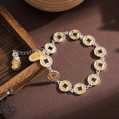 Wealth Pi Xiu Bracelet  Chinese Style Silver Plated Charm Bracelet 07FC0E-D4 - KOEEK