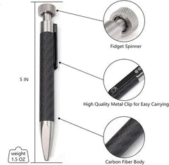 Stainless Steel Carbon Fiber Ballpoint Pen with Fidget Spinner EDC Writing Pen 07FC0E-D4 - KOEEK