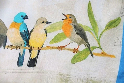 Silk 21" Square Scarf Women Kerchief Bandana Neckerchief Blue Beige Birds 07FC0E-D4 - KOEEK