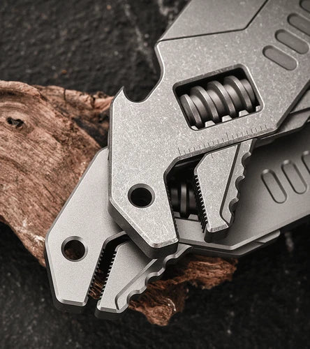 EDC Titanium Alloy Multi Tools Adjustable Wrench Pocket Folding Knife Keychain 07FC0E-D4 - KOEEK