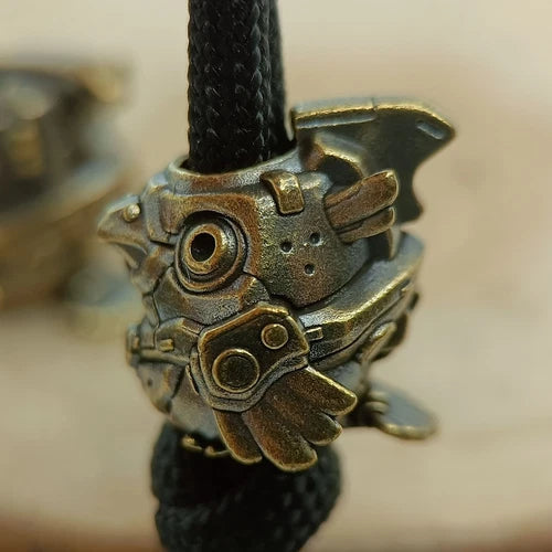 Robot Bird Brass Bead Parachute Cord Knife Lanyard Pendant EDC DIY Accessories 07FC0E-D4 - KOEEK