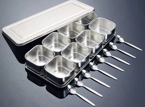 Stainless Steel Seasoning Box Set Creative Seasoning Jar 6 Grid 8 Grid 07FC0E-D4 - KOEEK