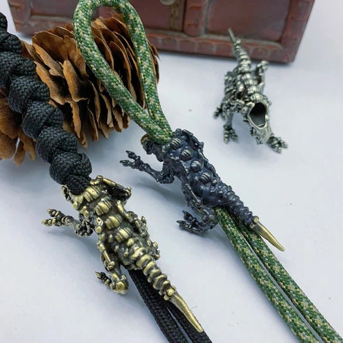 Three-headed Wolf Brass Bead Knife Lanyard Pendant EDC DIY Accessories 07FC0E-D4 - KOEEK