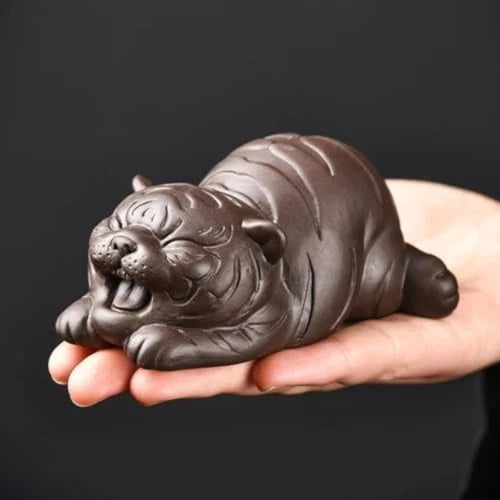 Chinese Purple Clay Tea Pet Handmade Decoration Tiger 8.6cm Ornaments Tea Set 07FC0E-D4 - KOEEK