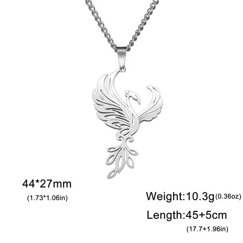 Phoenix Pendant Necklace Stainless Steel Amulet Jewelry Gift 07FC0E-D4 - KOEEK