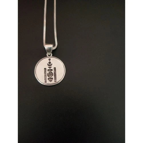 Silver Plated Mongolian Pendant Round Solid Carved Pattern Unisex Jewelry 07FC0E-D4 - KOEEK