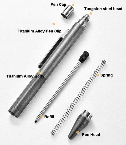 Titanium Alloy Pocket Signature Office Ball Pen Portable Outdoor Record EDC Pen 07FC0E-D4 - KOEEK