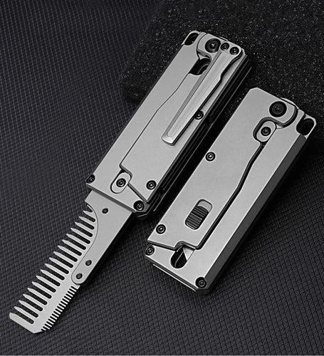 Titanium Alloy Pocket Folded Health Comb Combing Hair Outdoor EDC Multi Tools 07FC0E-D4 - KOEEK