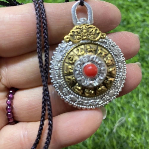 Tibetan Silver Mantra Spinner Pendant Keychain Bag Charm Ornament 42x32x17mm 07FC0E-D4 - KOEEK