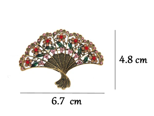 Vintage Fan Brooch Hollow Flower Pin Fashion Suit Dress Cheongsam Jewelry 07FC0E-D4 - KOEEK