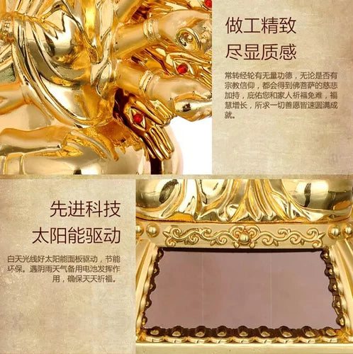 12cm Thousand-Hand Guanyin Alloy Solar Buddha Prayer Car Decor Supplies 07FC0E-D4 - KOEEK