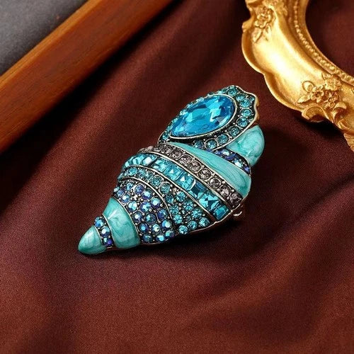 Blue Conch Shell Brooch Elegant Fashion Pin Suit Jacket Coat Jewelry Accessory 07FC0E-D4 - KOEEK