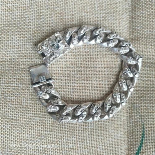 Length 8.6 Inches Men's 925 Silver Bracelet Men's Tibetan Silver BRACELET 07FC0E-D4 - KOEEK