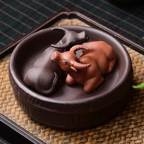 Purple Sands Zodiac Cow Tea Pet Ornament 9cm 3.5in Tea Play Tea Ceremony 07FC0E-D4 - KOEEK