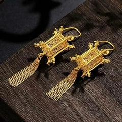 Lotus Lantern Earrings Gold Enamel Chinese Style Vintage Jewelry Gift 07FC0E-D4 - KOEEK
