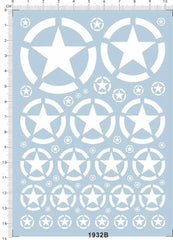 1/16 1/35 1/72 US Army Star Military Vehicle Tank Model Kit Water Decal White 07FC0E-D4 - KOEEK