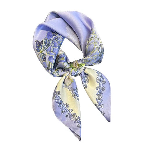 Silk Mulberry 27" Square Scarf Women Neckerchief Wrap Bandana Purple Flower 07FC0E-D4 - KOEEK