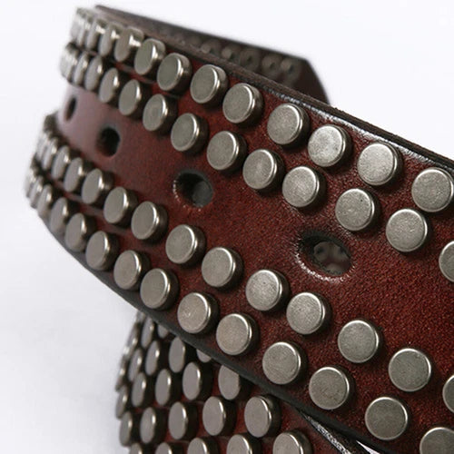 Men  Leather Rivet Belts Male Punk High Quality Fashion Square Belt 07FC0E-D4 - KOEEK